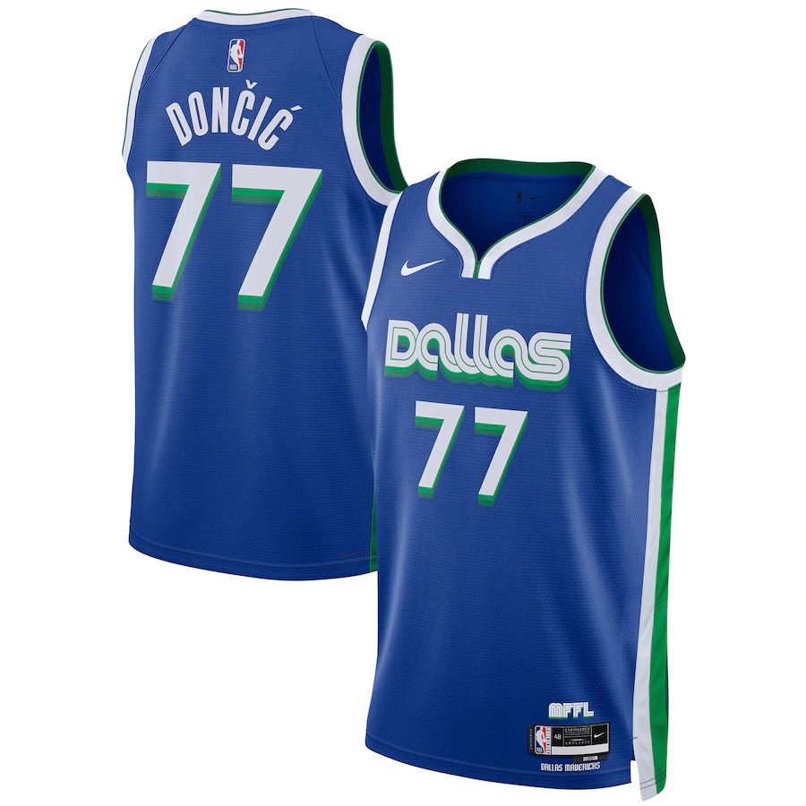 Men Dallas Mavericks #77 Luka Doncic Nike Blue City Edition 2022-23 Swingman NBA Jersey